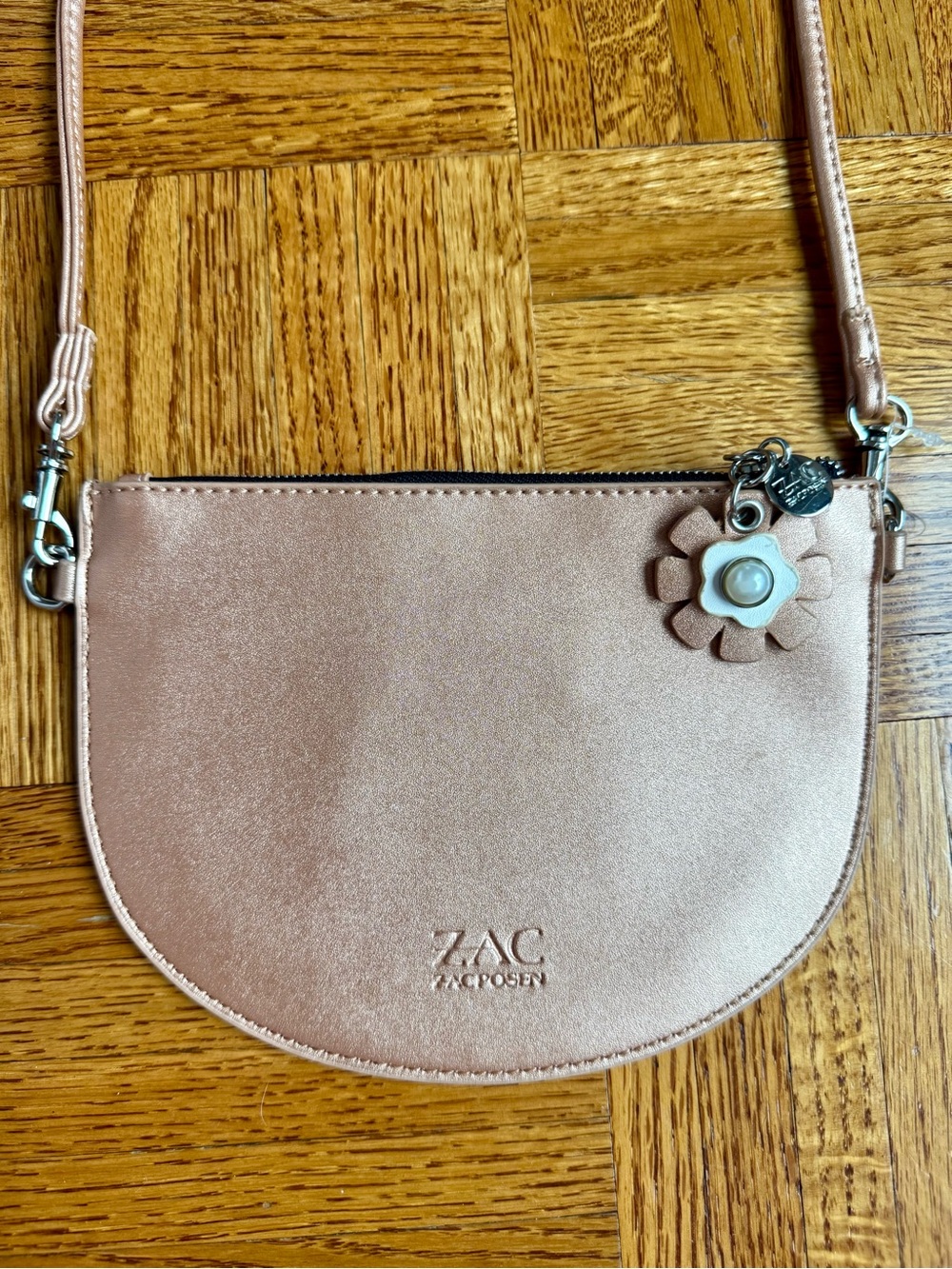 Zac Posen for Bloomingdale’s Celia Rose Gold Crossbody with Flower Charm